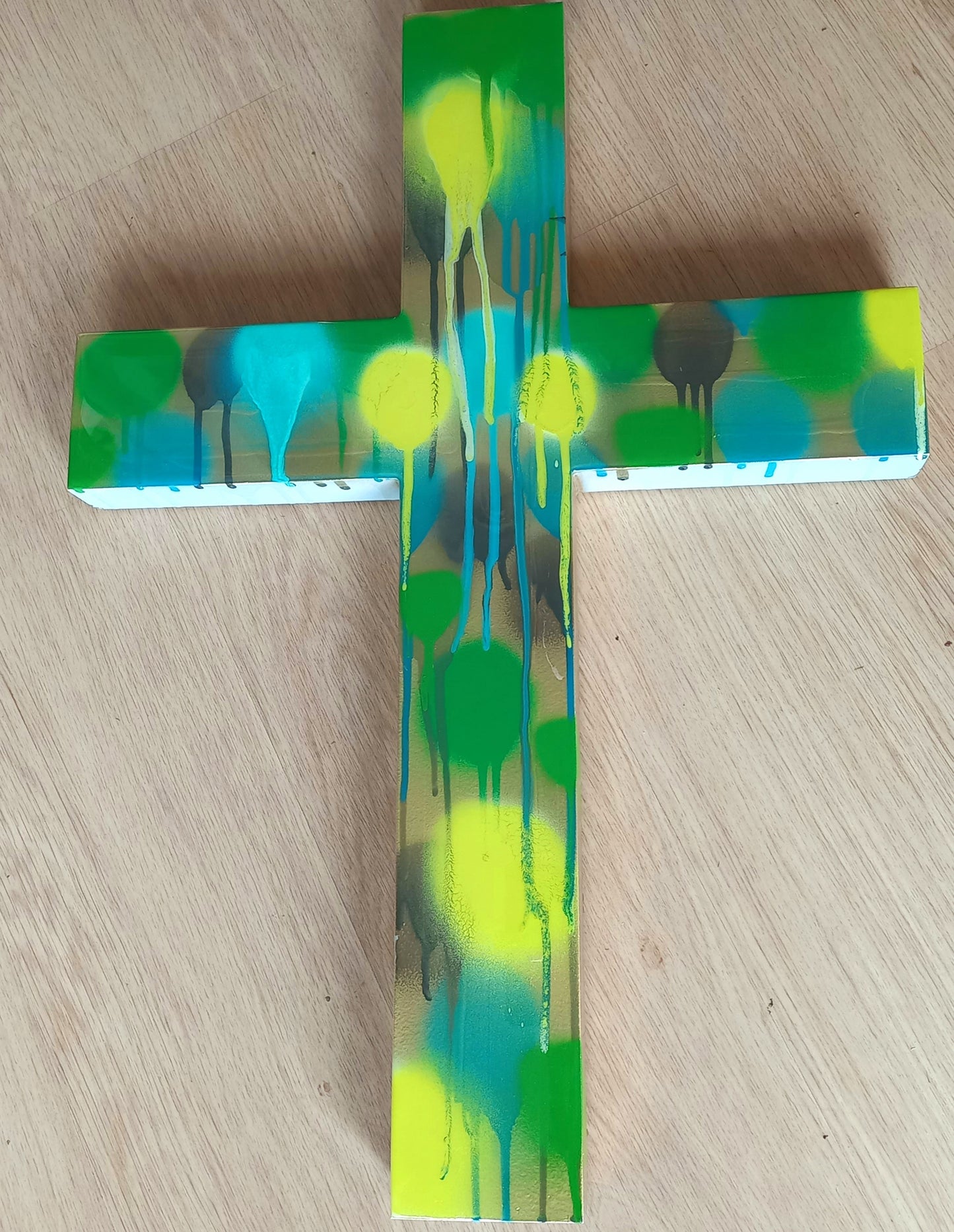 Yellow, Green, Blue Poker Dot Resin Cross
