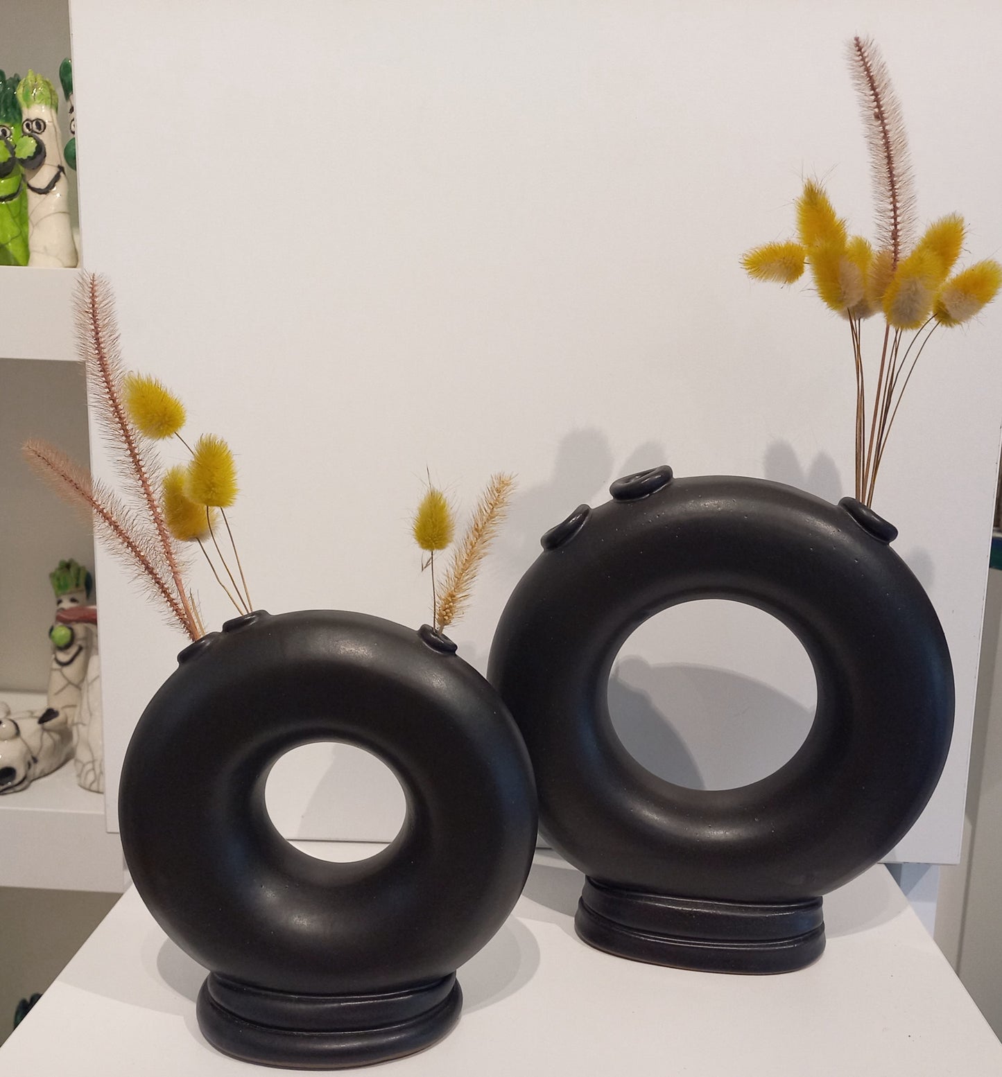 Small Circular Black Round Vase