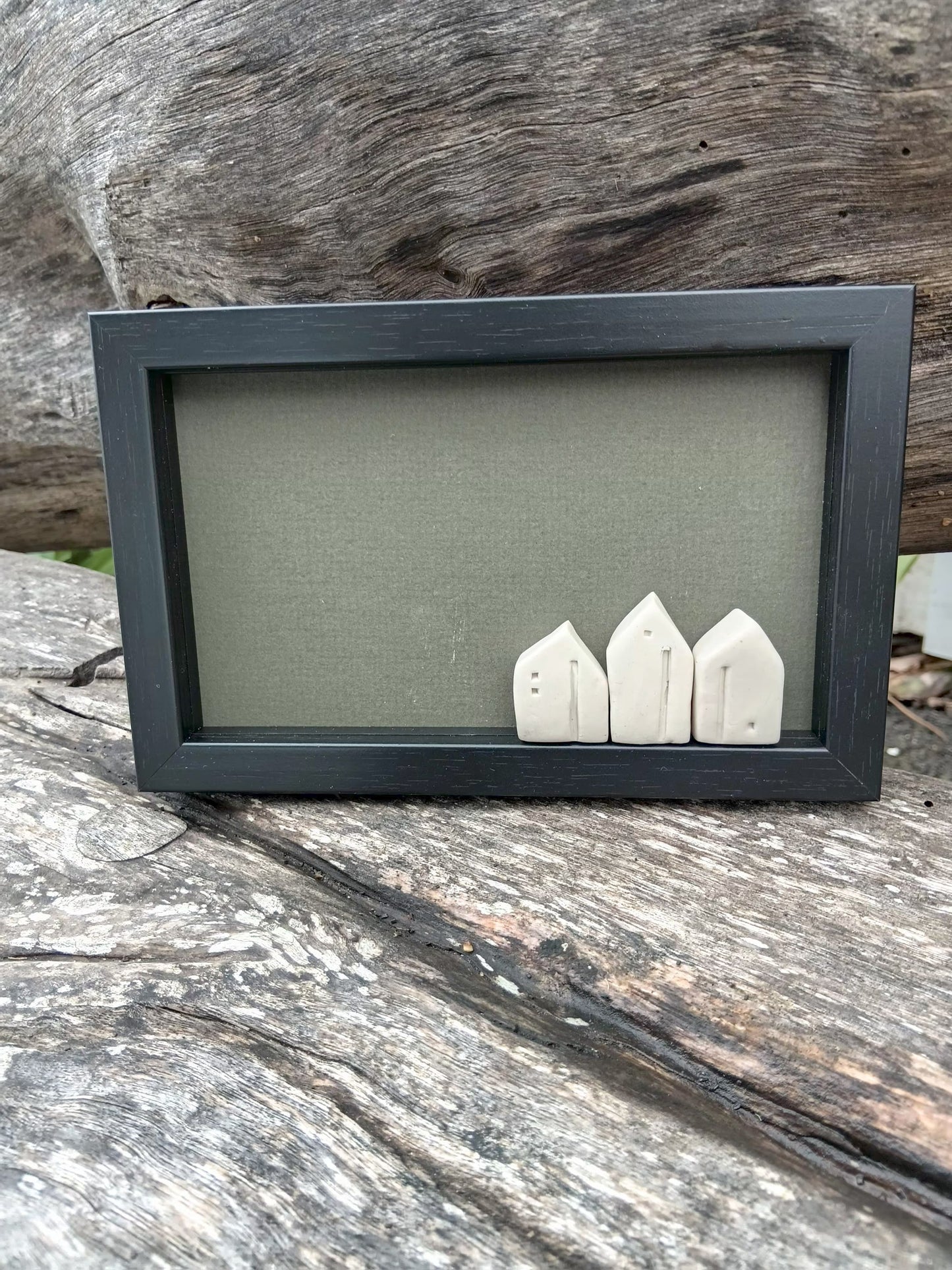 Framed Ceramic Houses