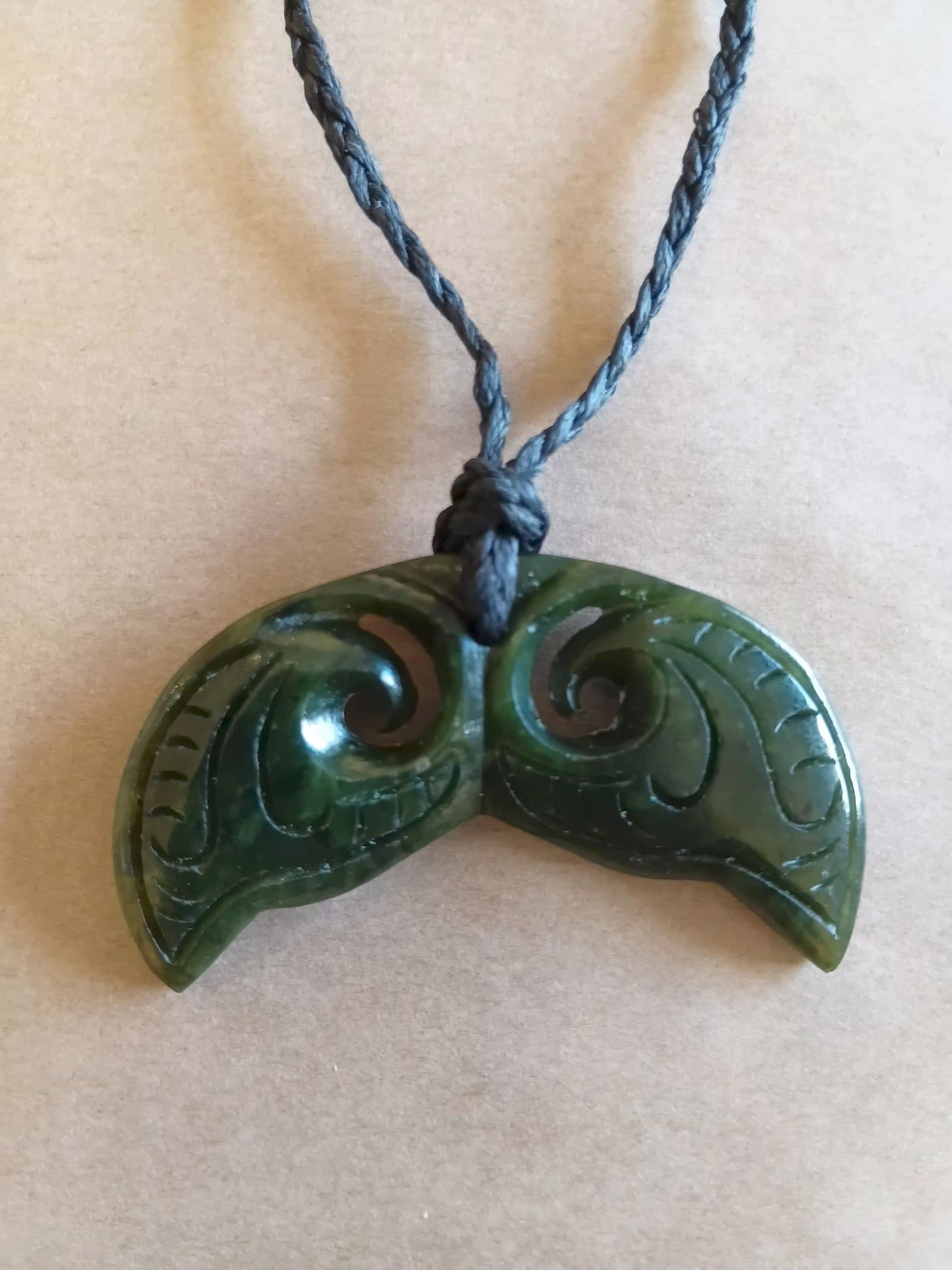 Greenstone Whale Tail Engraved 55mm