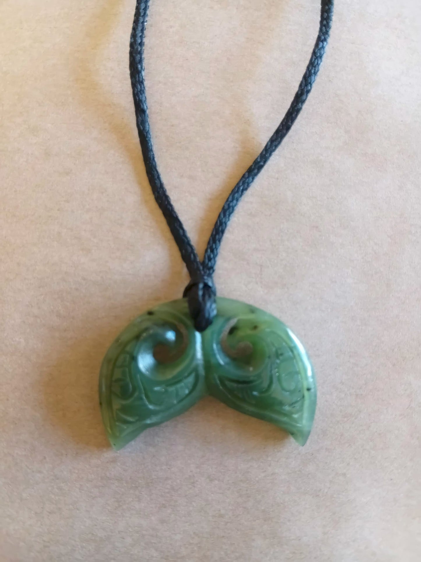 Greenstone Whale Tail Necklace 30mm