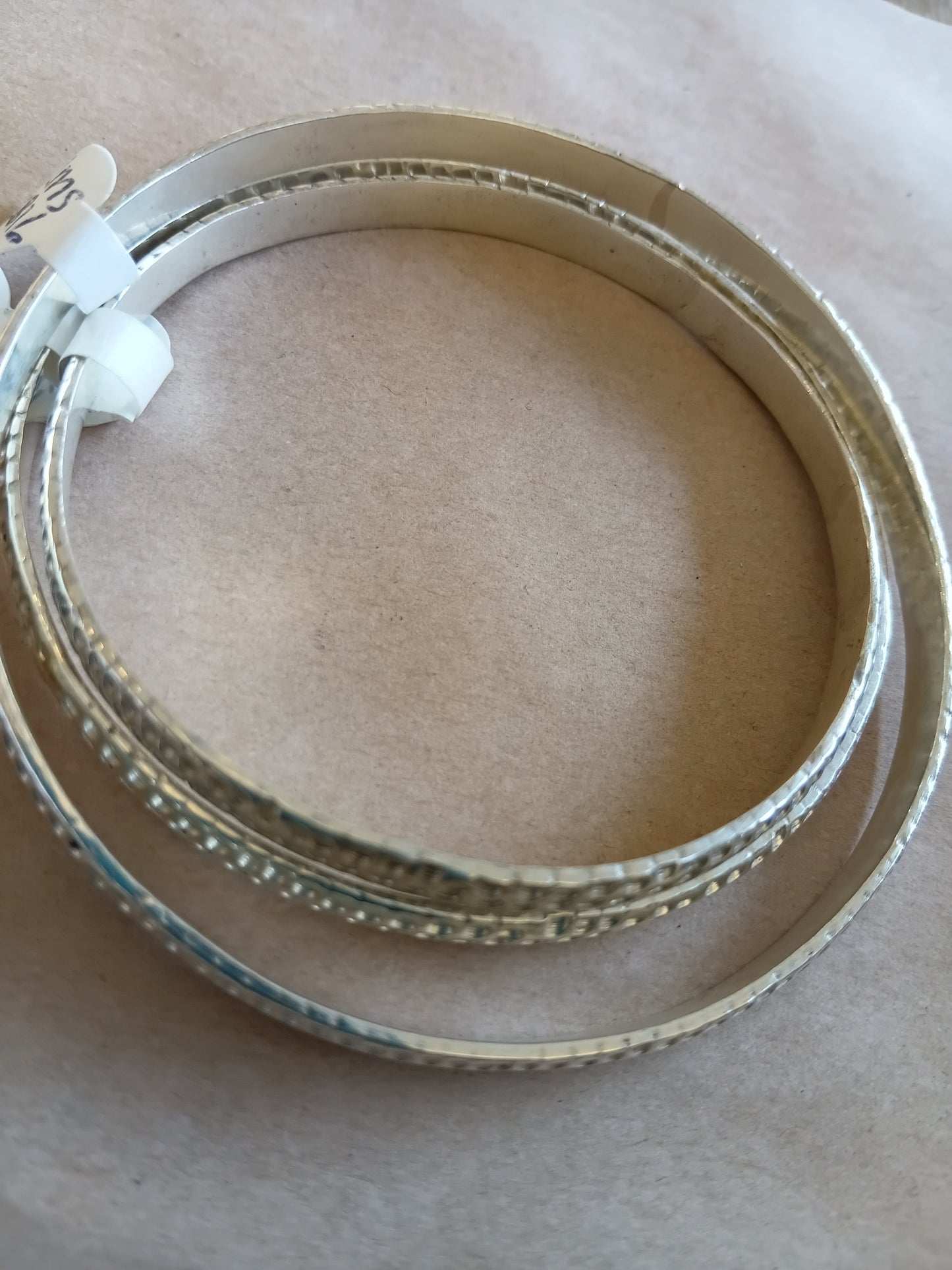 Dented Sterling Silver Bangle-L