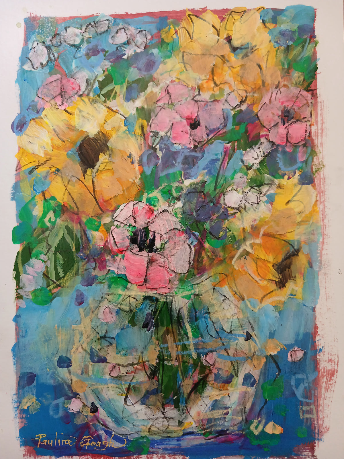 A4 Original Painting-Blooms in Yellow