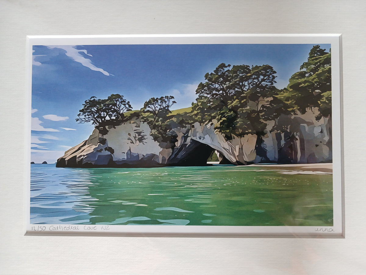 Hight Tide- Cathedral Cove A3 Print