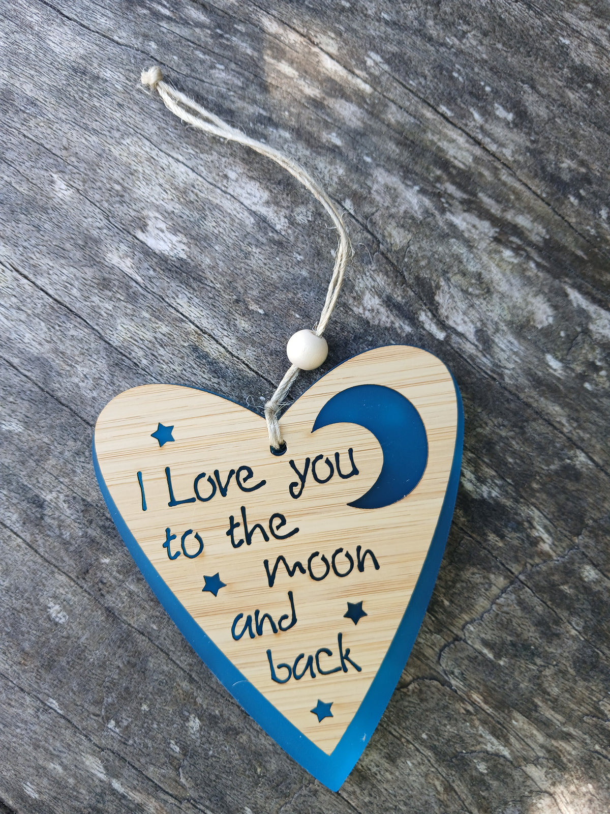 Love you to the moon and back hanging heart