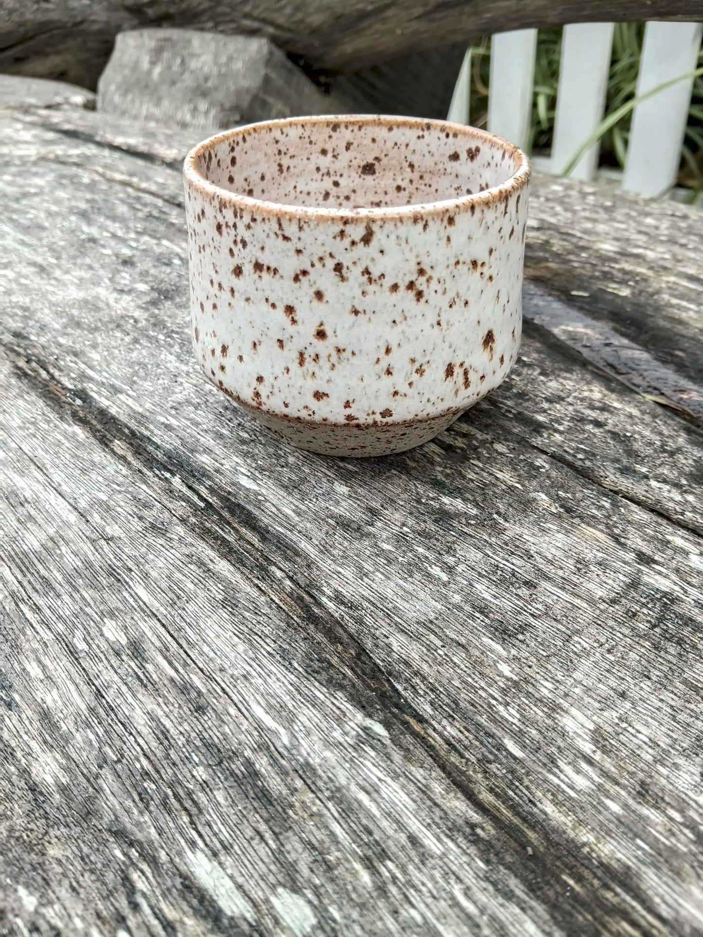 Cup with White Speckle with Foot