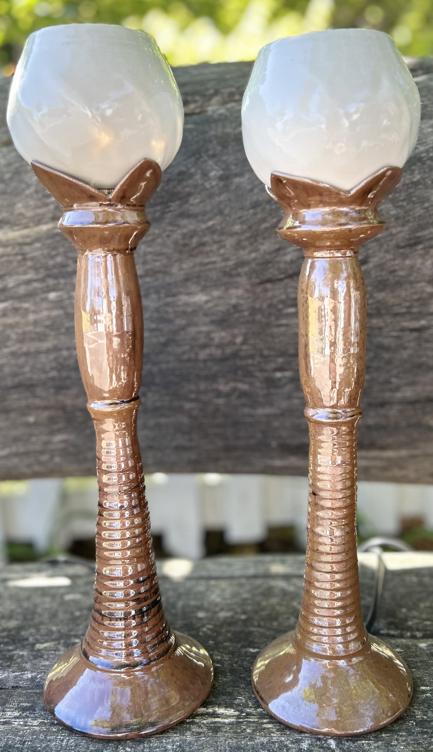 Ceramic Nikau Brown Table Lamp