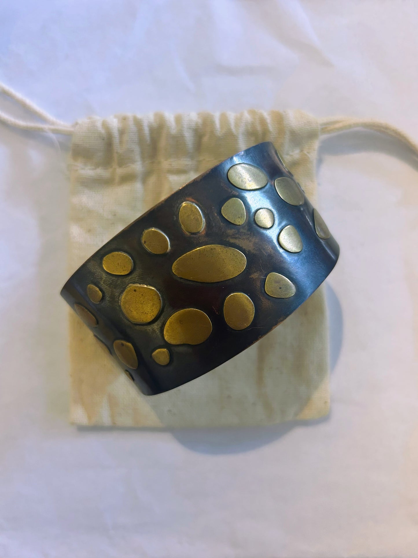 Cuff copper/brass pebble pattern
