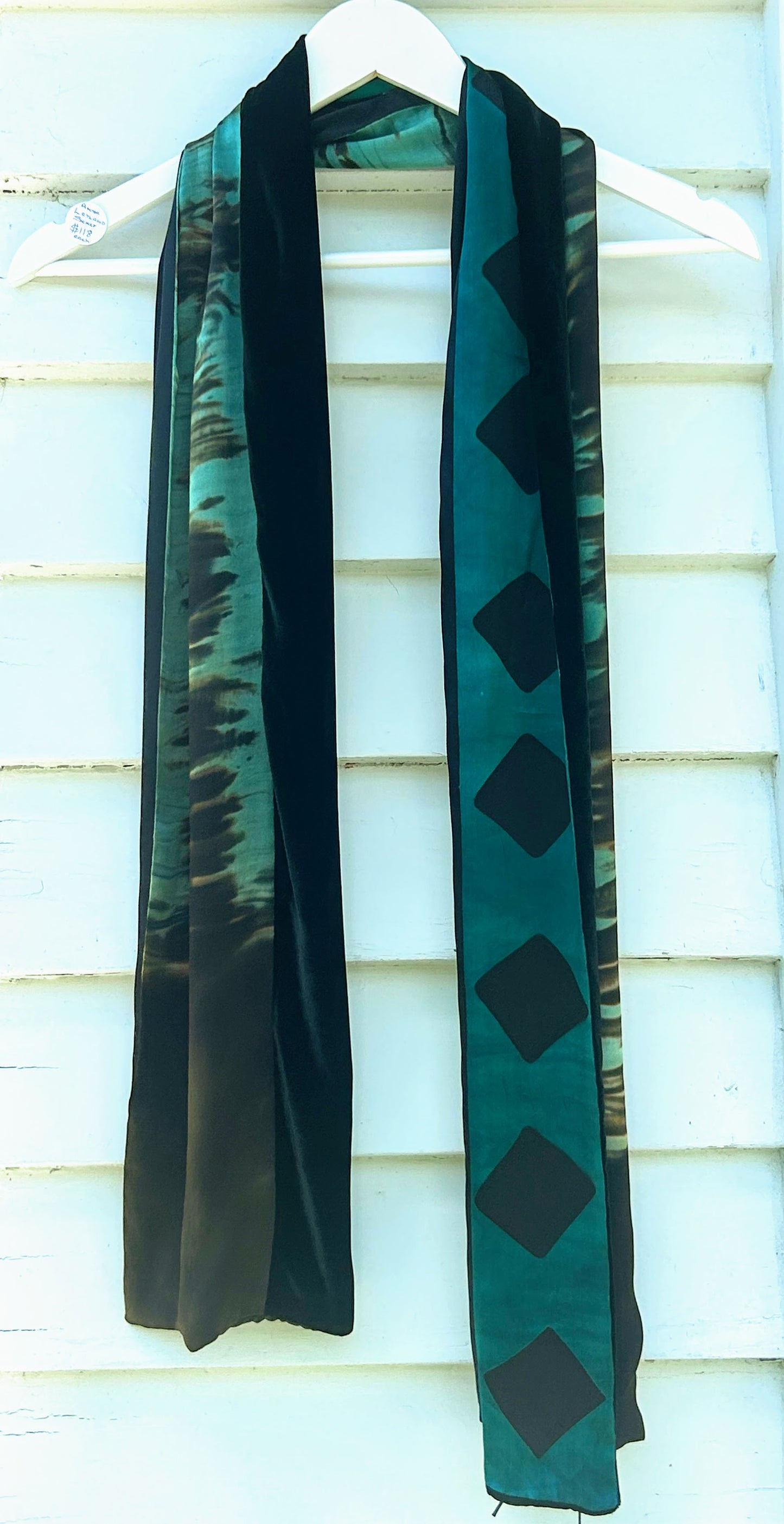 Shibori silk and velvet scarf