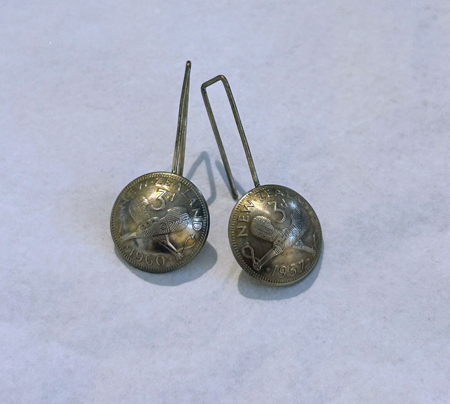 Mini artisan coin earrings - Threepence