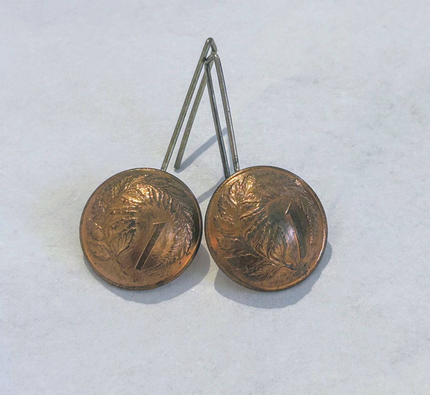 Mini artisan coin earrings-One cent