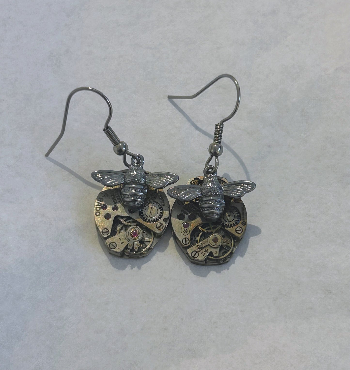 Honey bee earrings with Silver honey bees