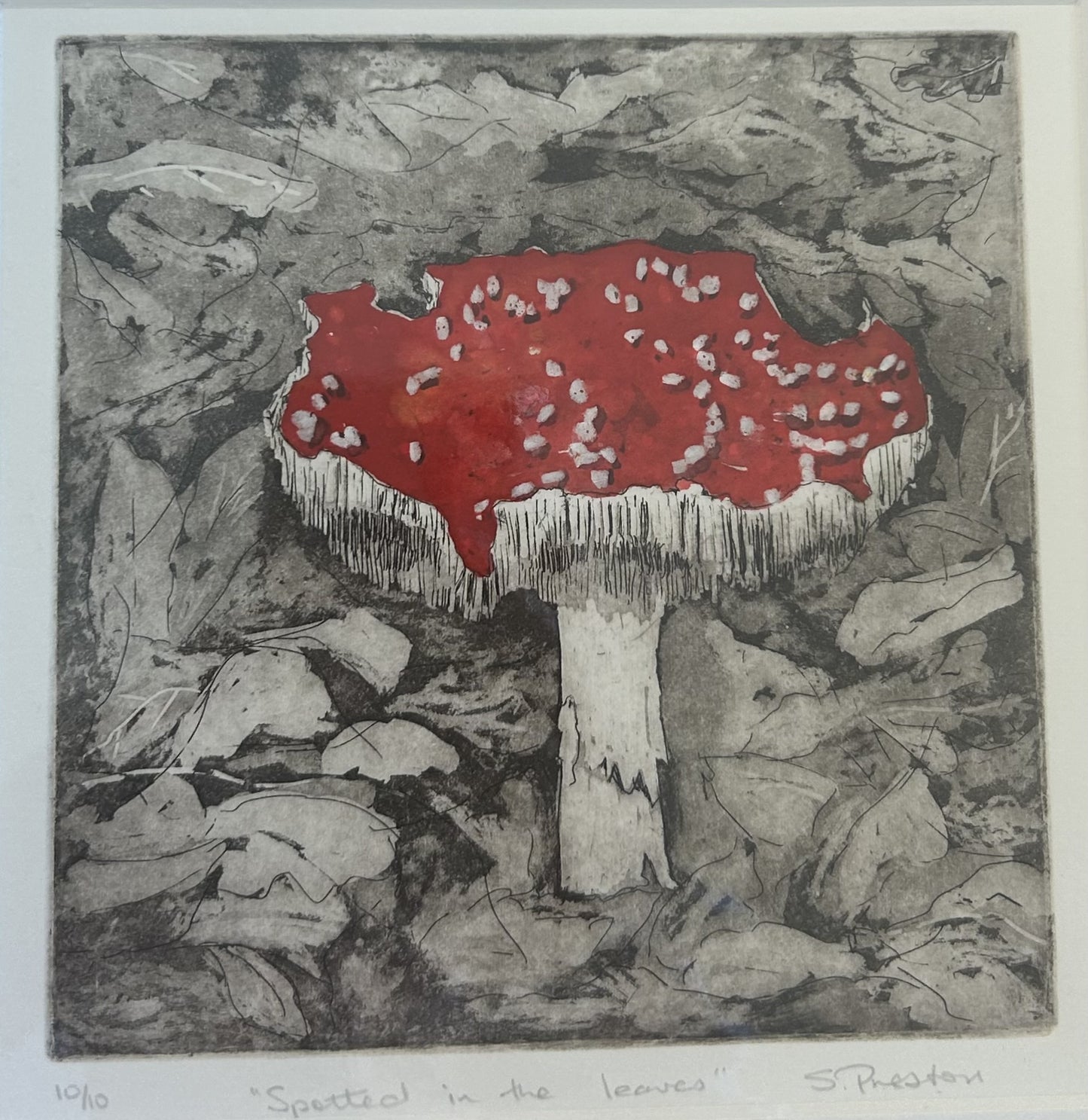 Toadstool etching print