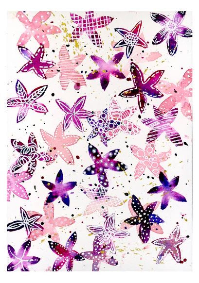 Flower Pink & Purple Print A5