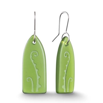 Earrings-FernFrond-Glass-Green