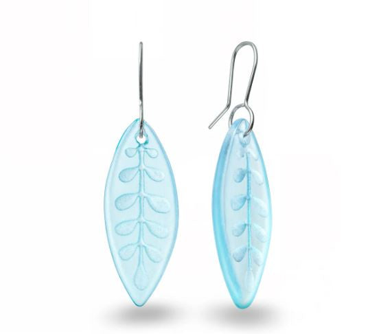 Earrings-Kowhai Leaf-Lt Blue