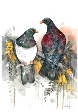 Kereru Pair At Dawn