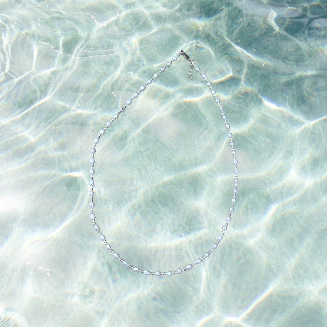 Freshwater Pearl, Silver Beaded Necklace