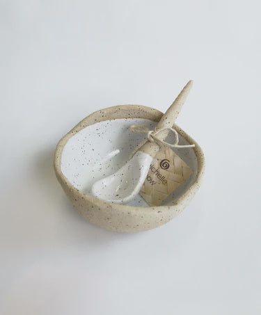 Honey Speckle Salt/Sugar Bowl & spoon
