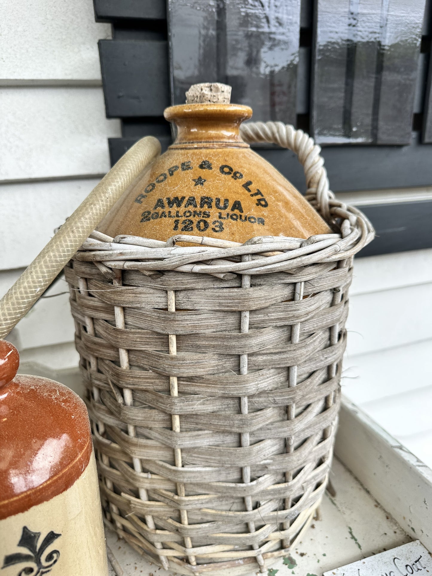 Awarua Antique Pot in Woven Basket