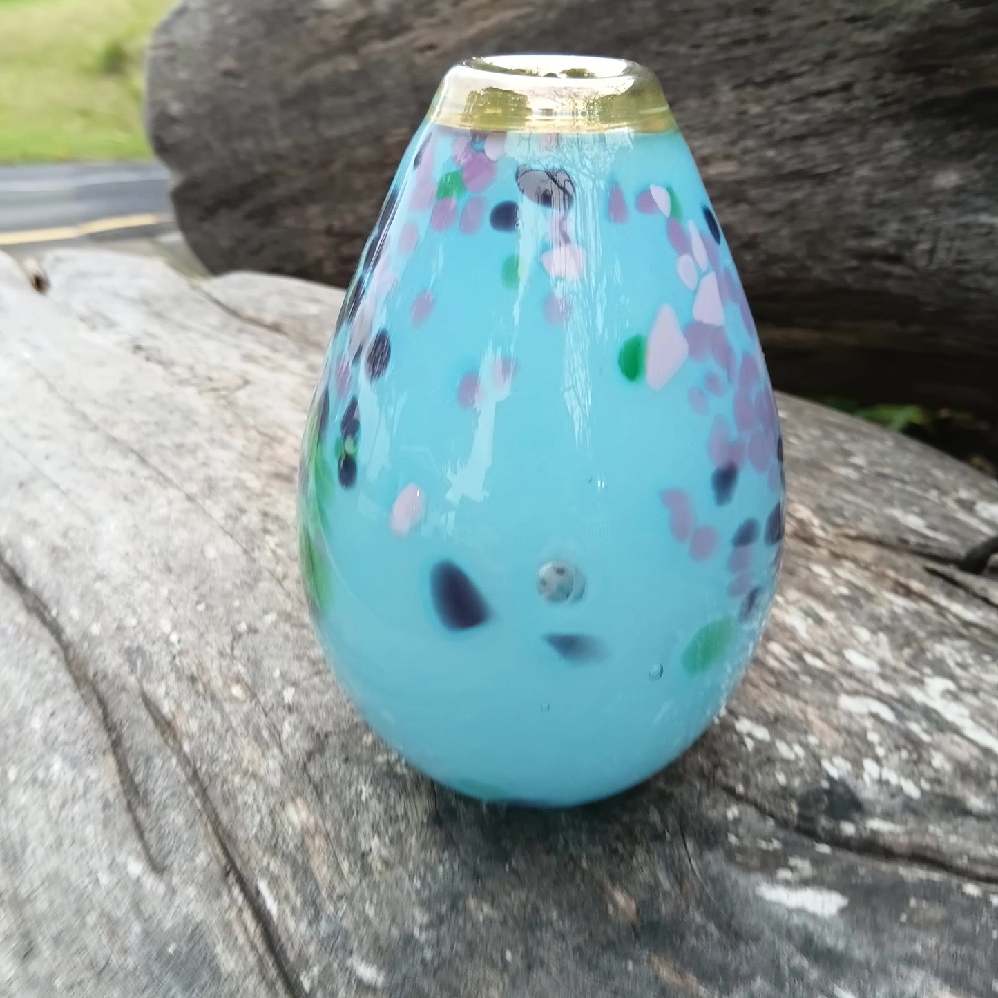 Tear Drop Vase Small-Cherry Blossom Blue
