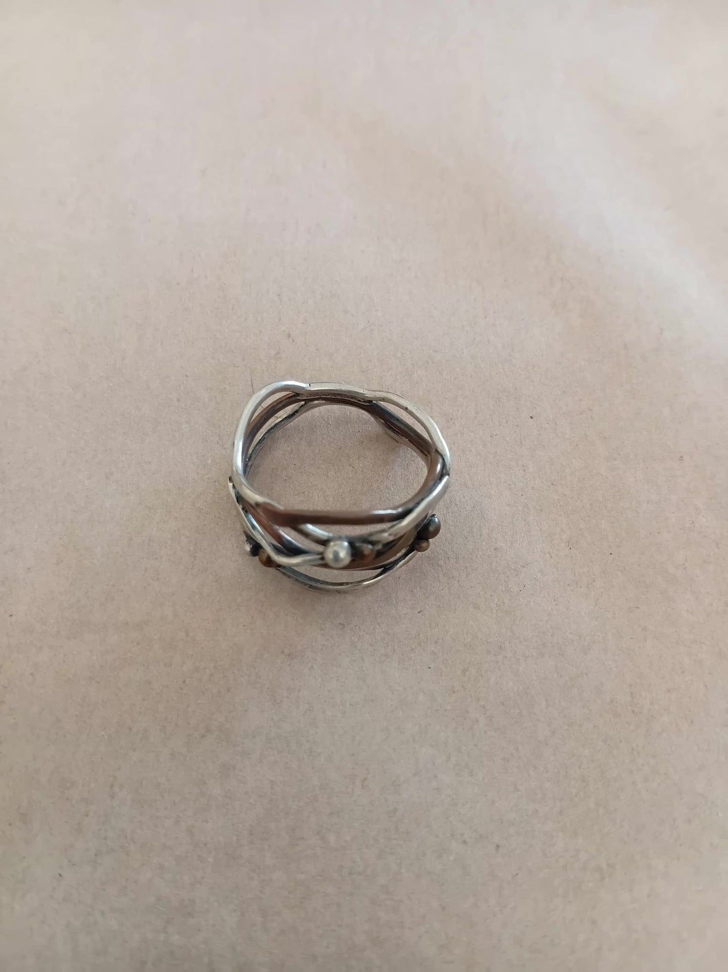 Silver Cooper kelp 6 pod ring