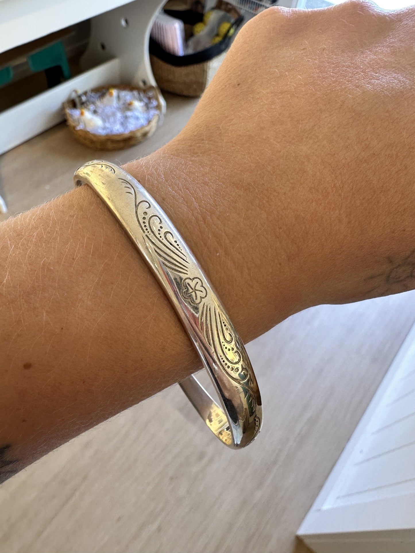 Solid Silver Cup Bangle