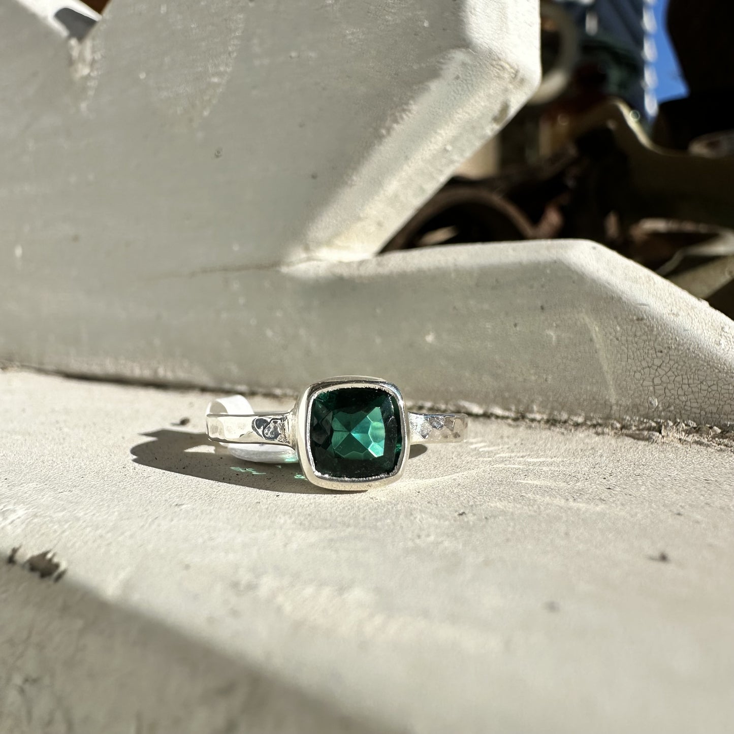 925 Silver Green Quartz Ring