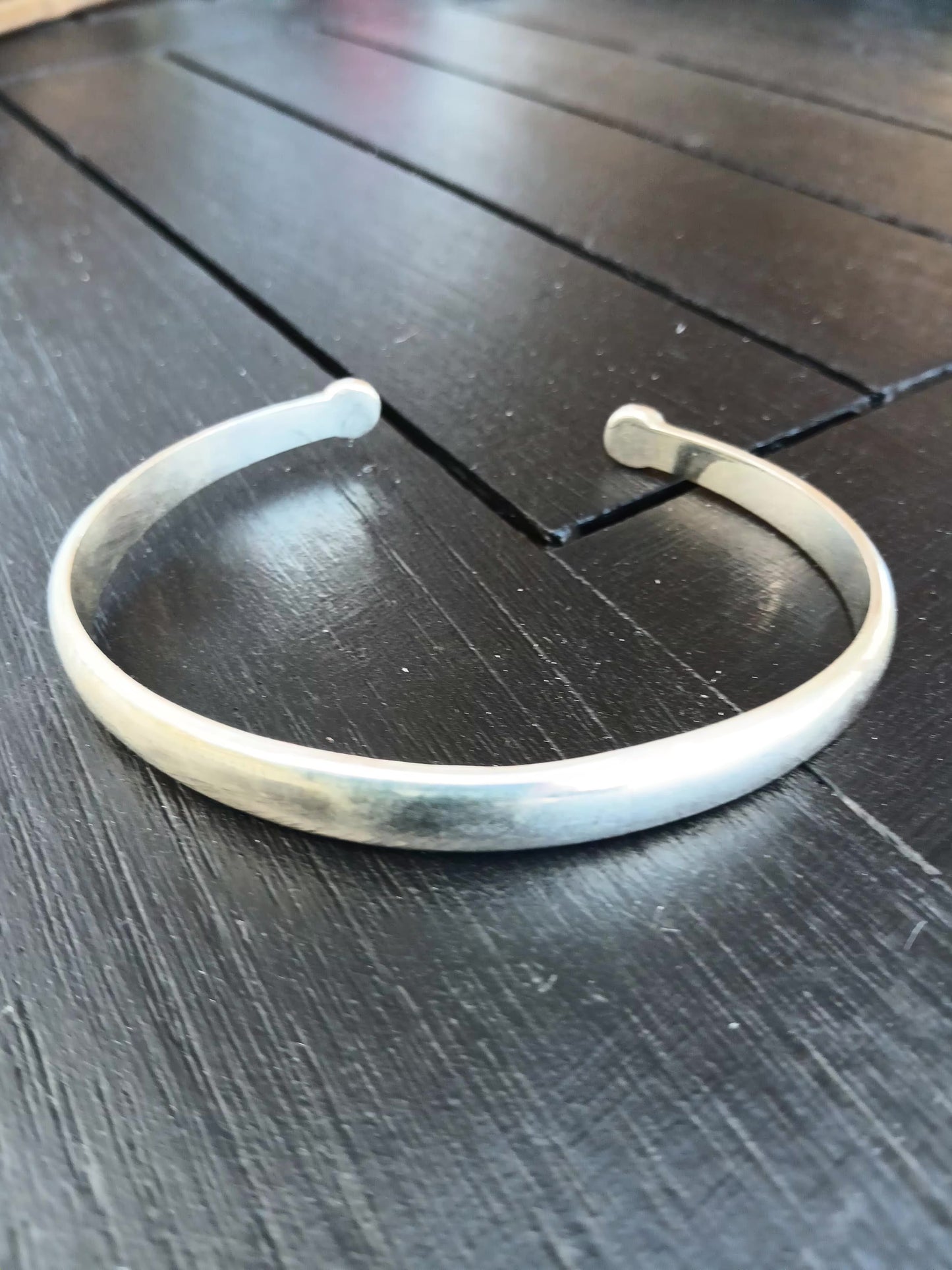 Solid Silver Cup Bangle Plain
