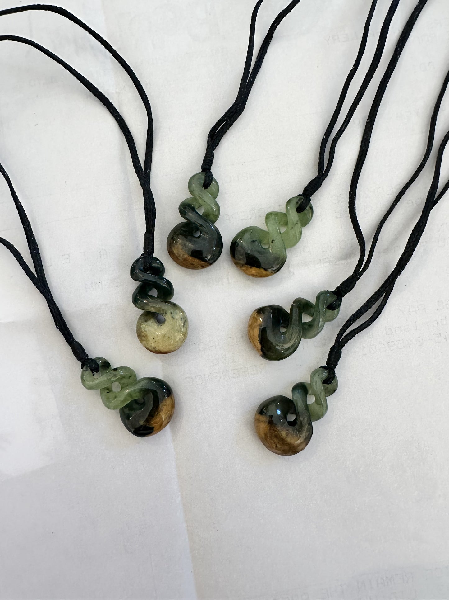 Double Twist 25mm Mix Greenstone Pendant (Marsden)
