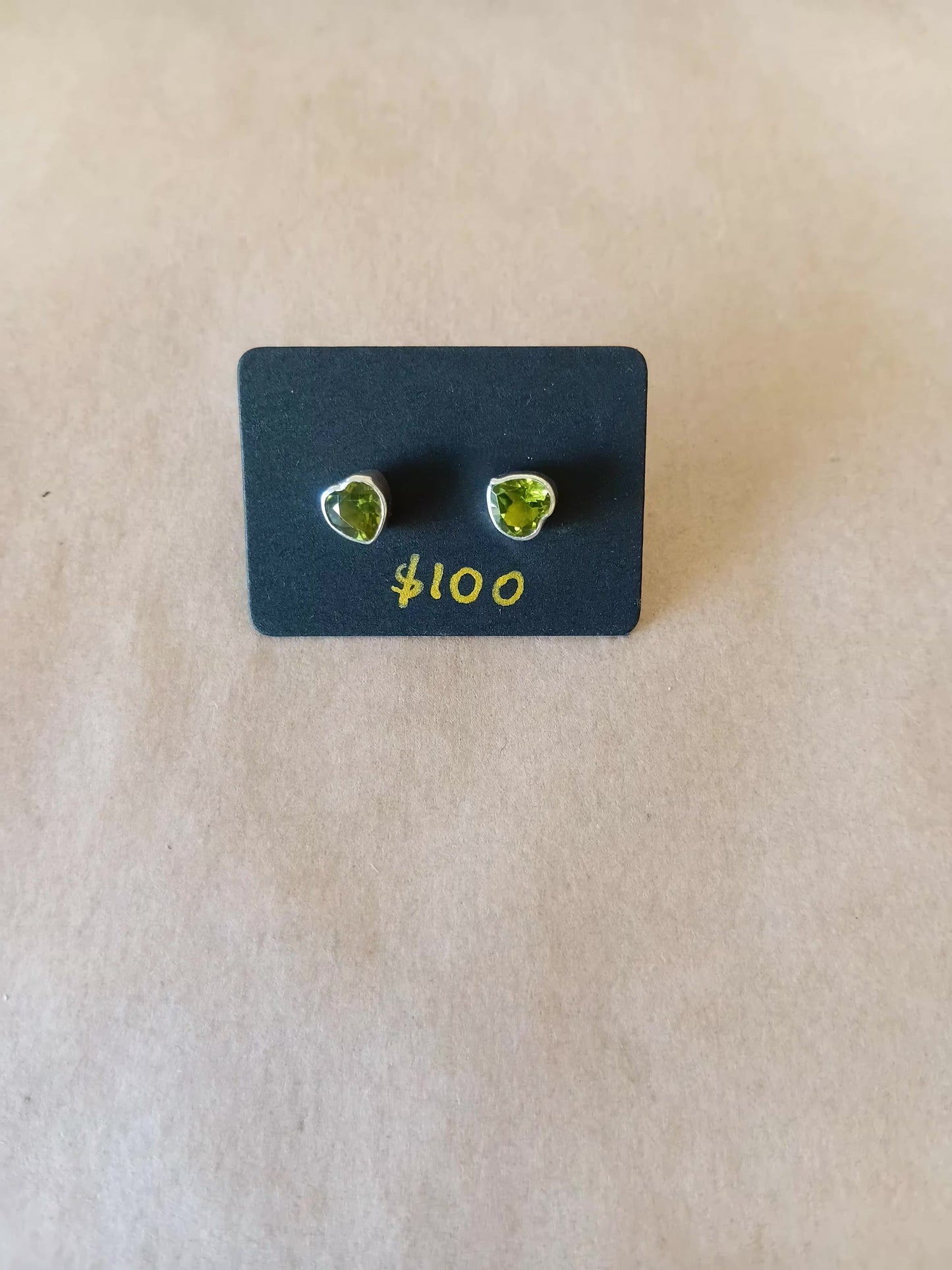 LMS Pale Green Studs Sterling Silver