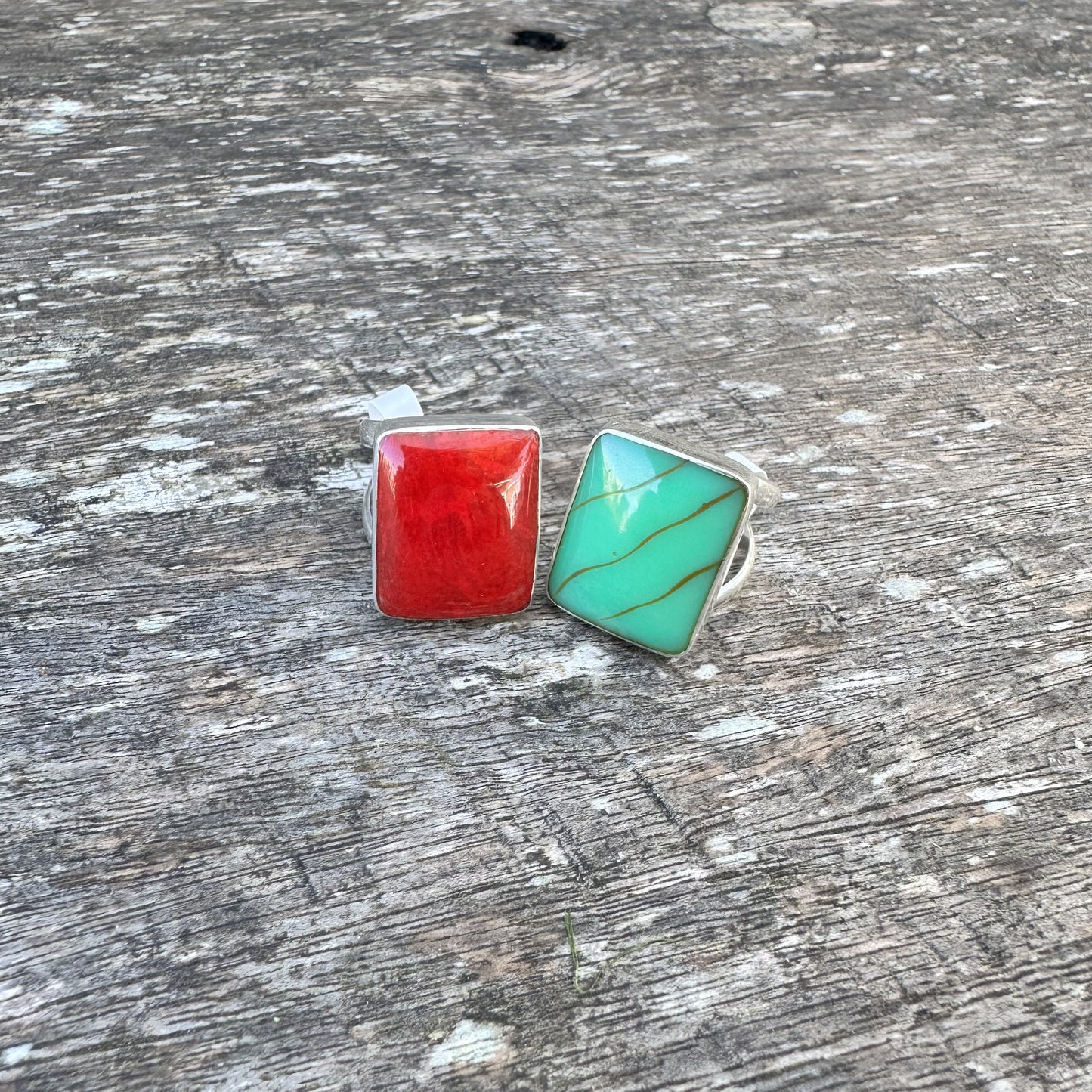 Sterling Silver Stone Ring (Square)