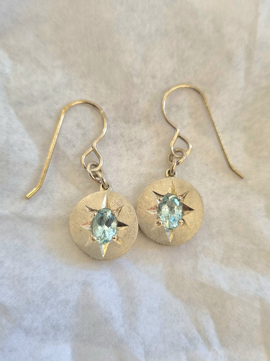 Aqua Star Earrings -  Aquamarines