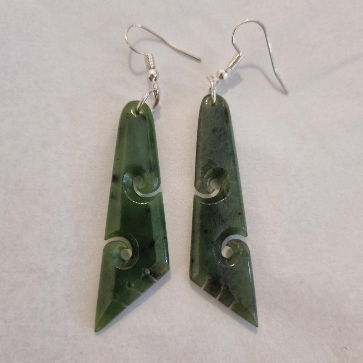 Earrings Koru Carved Flared Drop