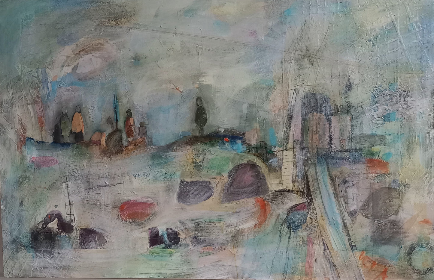 Walking the line 91.5 x 61 On Canvas Mixed Media