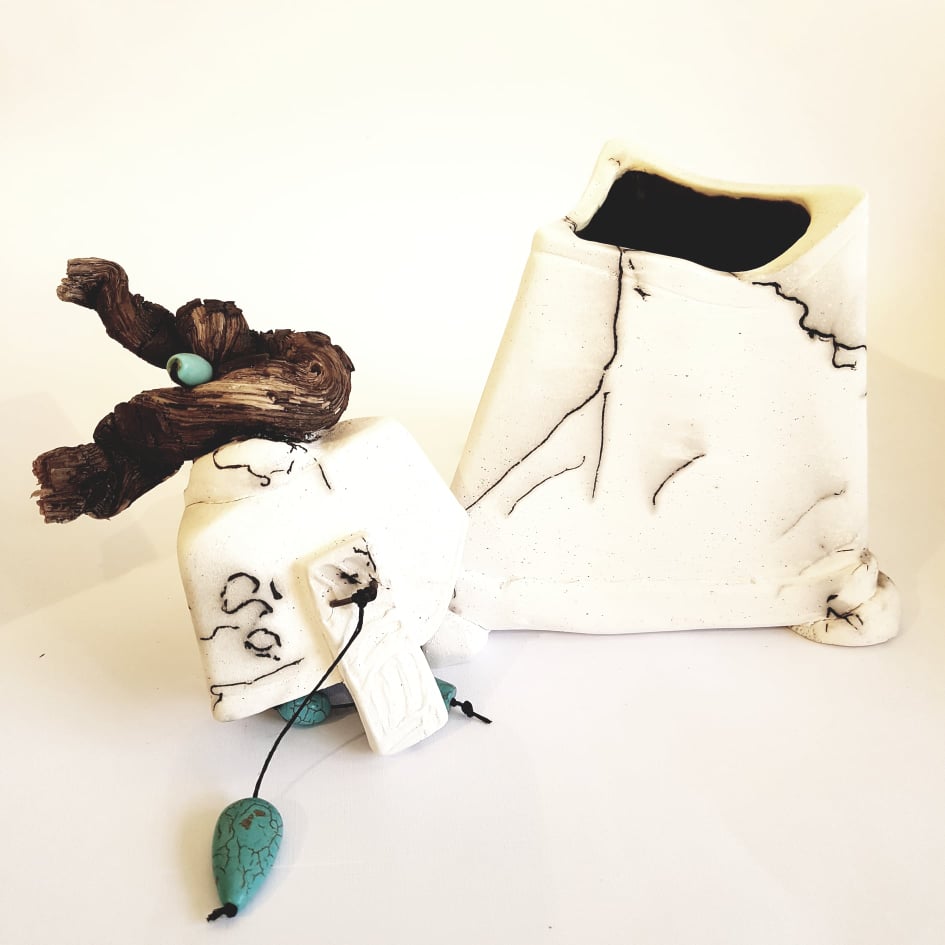 Horsehair Triangle Box with Turquoise