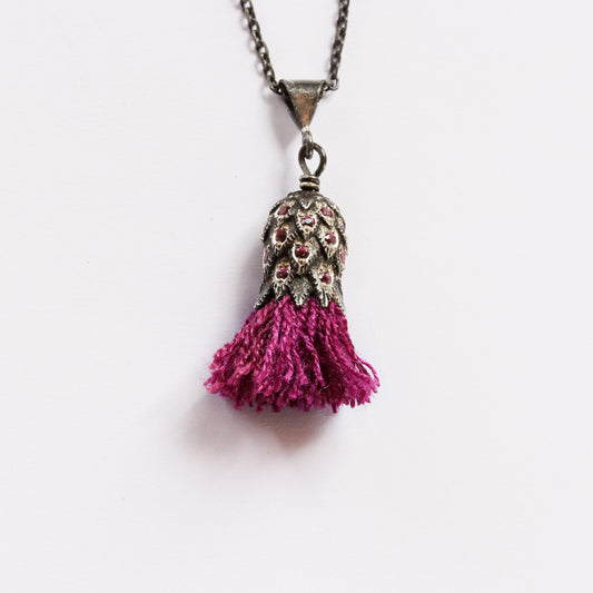 Purple Thistle Pendant - Grape Garnets
