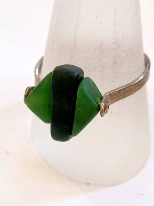 3 stone Pounamu fine ring