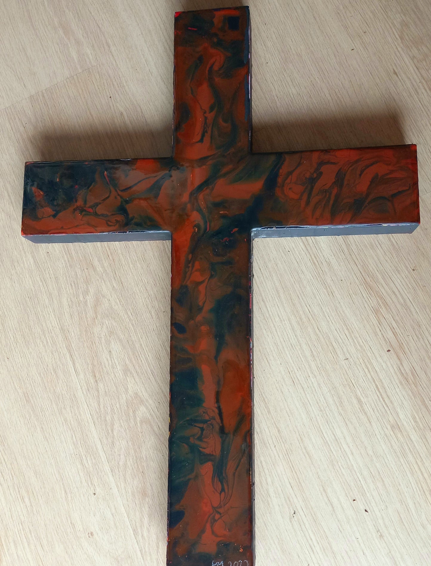 Black, Red, Copper Resin Cross