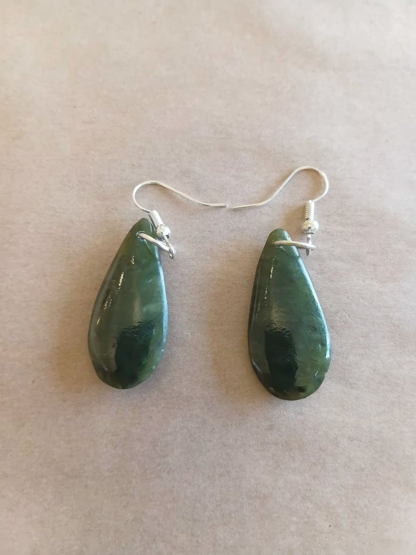 Greenstone Tear Drop  Earrings 30mm