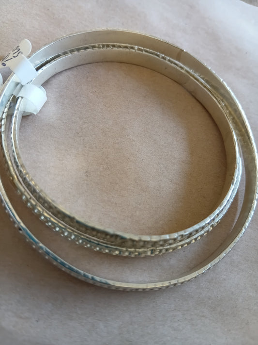 Dented Sterling Silver Bangle-L