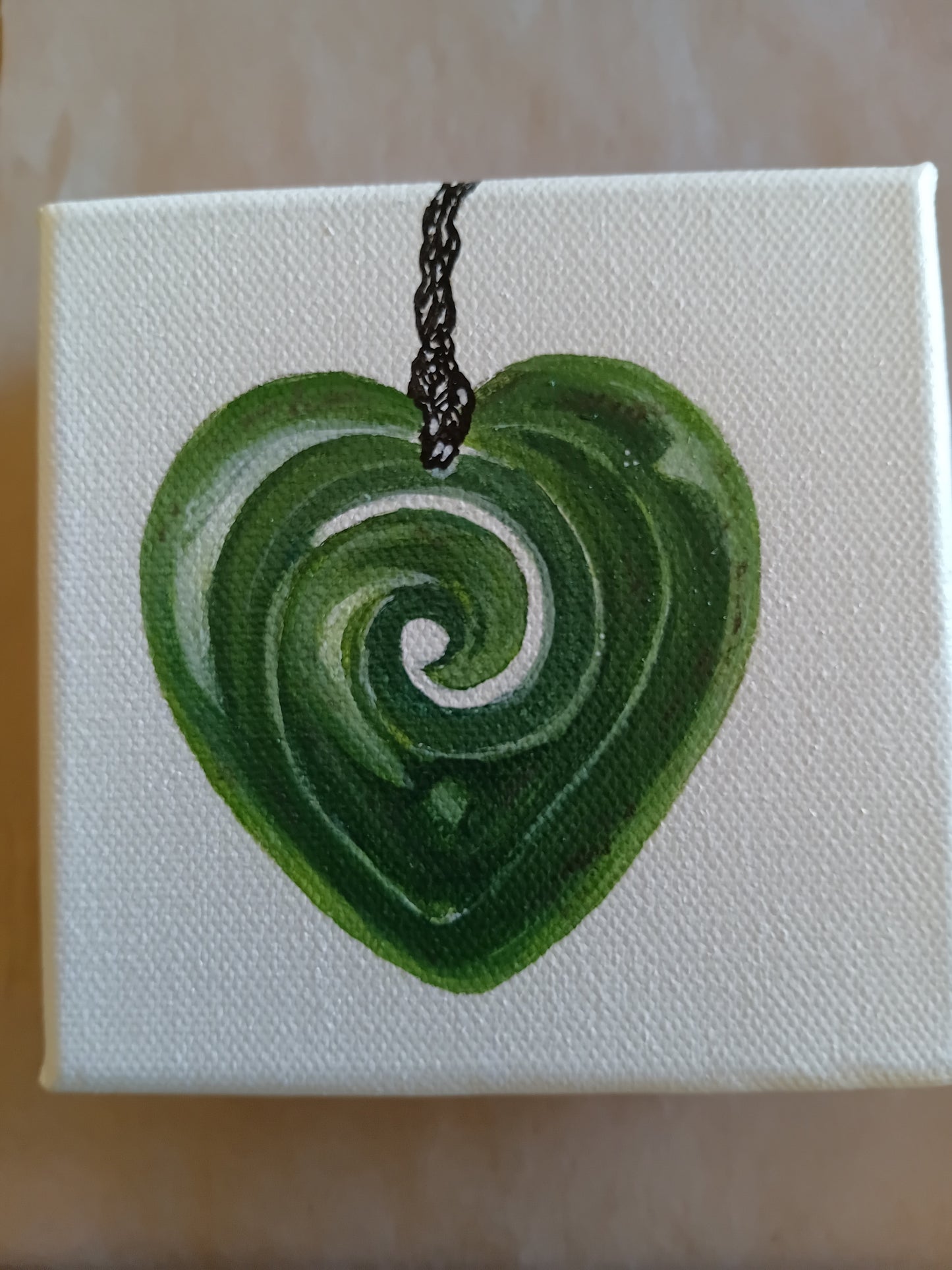 Pounamu Heart on White Canvas (Mini)