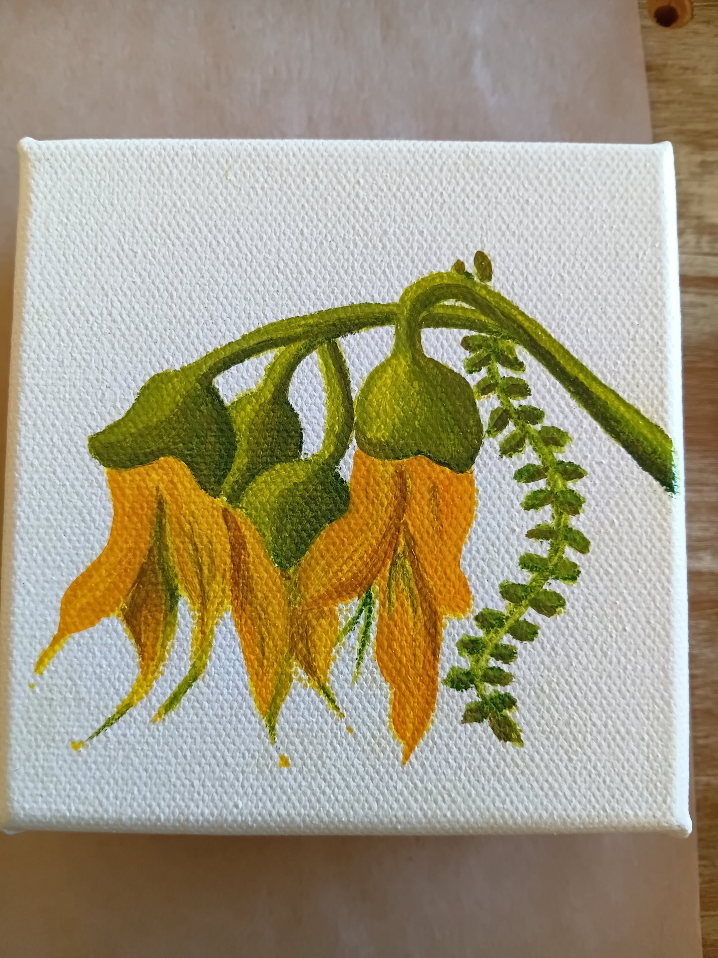 Yellow/Green Kowhai White Canvas (Mini)