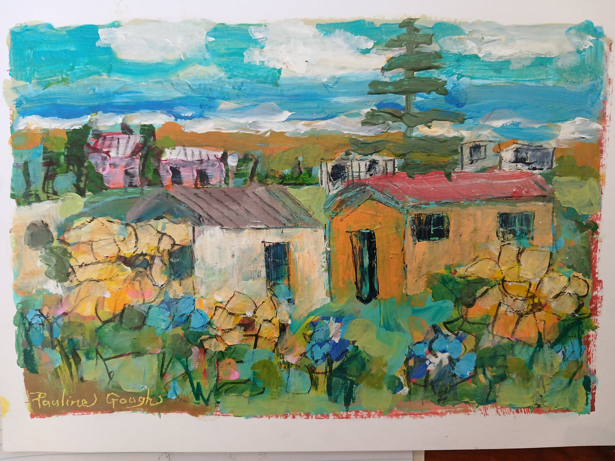 A4 Original Painting-Beach Baches 2