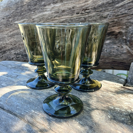 Bee Wine Glass 240ml Olive Green