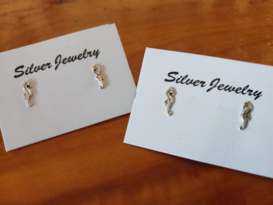 Silver Seahorse Stud Earring