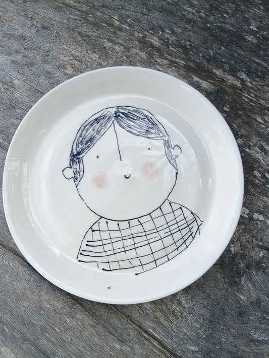 Plate Hand Painted Faces