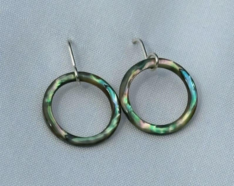 Paua Ring and Moon Earrings