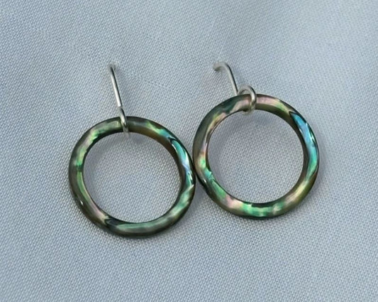 Paua Ring and Moon Earrings