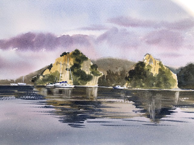 Framed watercolour-Port Fitzroy Harbour